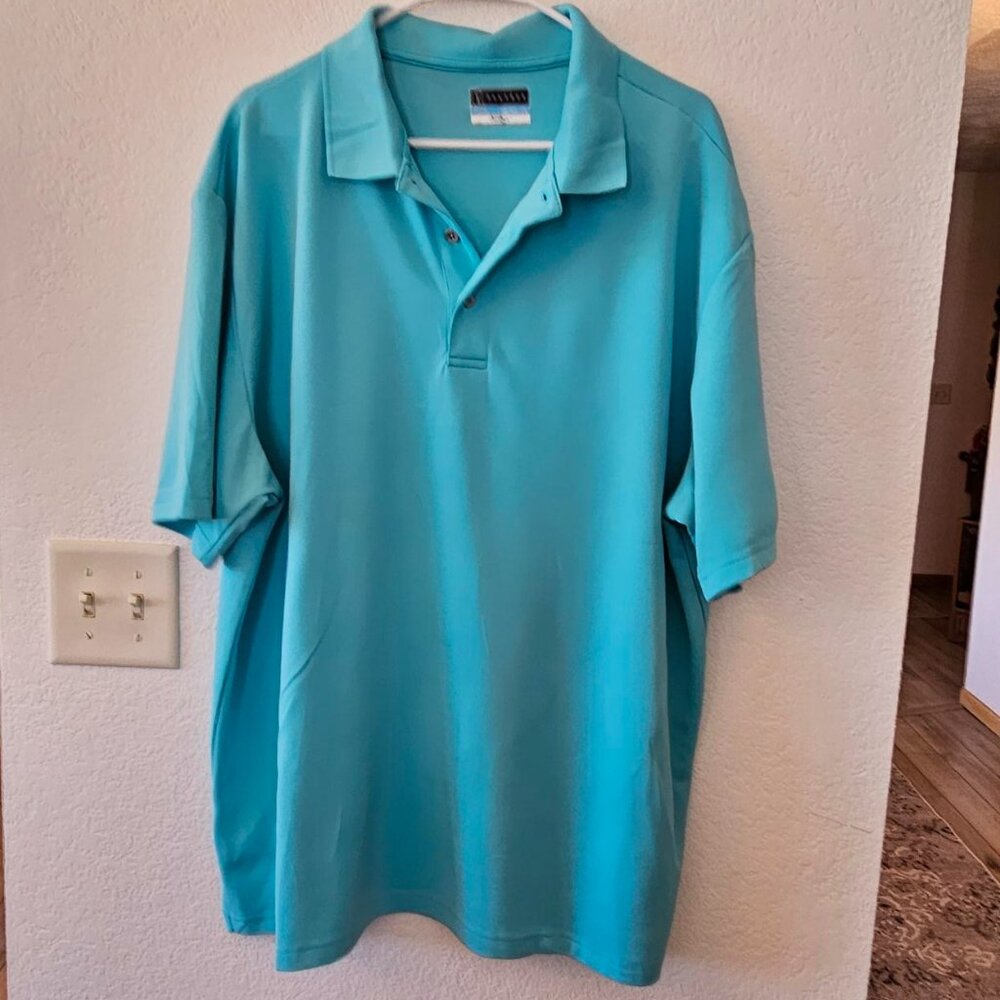 PGA Tour Mens Airflux Solid Mesh Golf Polo Shirt Size XXL Blue